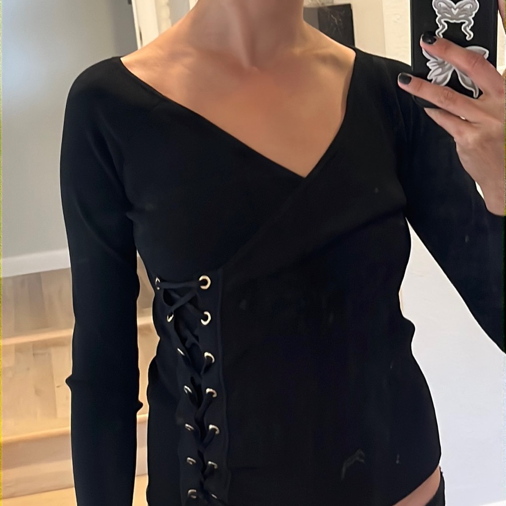 Zara knit viscose V-neck top
